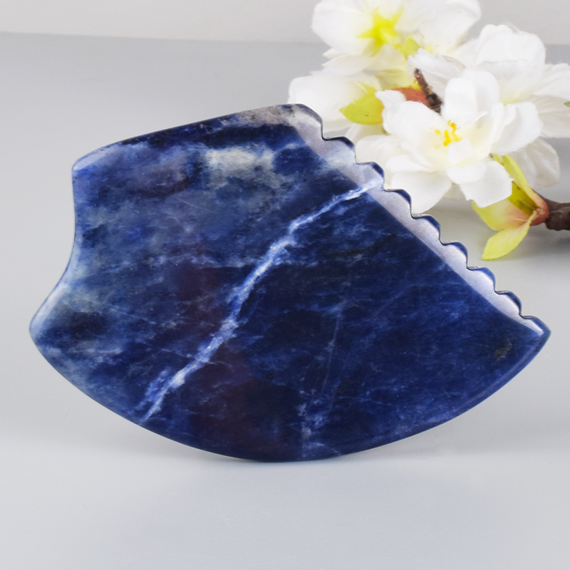 Jade Gua Sha Tool - Facial Blue Stripe Scraper Massage Gua