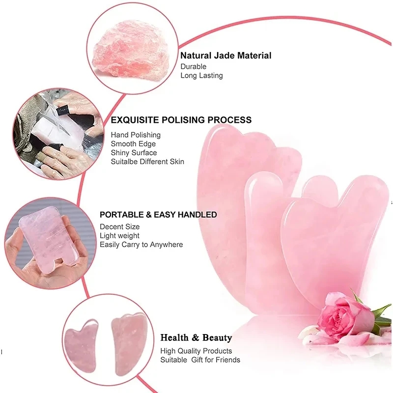 Rose Quartz Gua Sha Board Natu - مراجعة Jade Gua Sha Tool وسعره