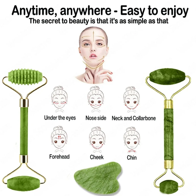 Natural Jade Roller Face Gua S - مراجعة Jade Gua Sha Tool وسعره